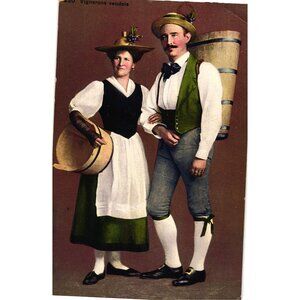 Vintage Swiss Postcard Vignerons Vaudois Traditional Costume Phototypie Co Neuch